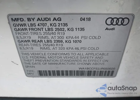 2018 Audi Q3 2.0T Premium/2.0T Sport Premium from USA, damaged, VIN WA1BCCFS2JR033020